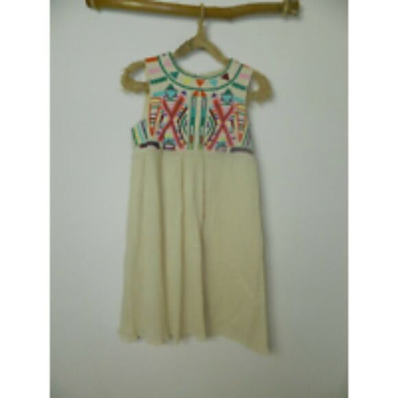 by Gryphon Anthropologie Dress Ivory Embroidered Boho Chic Dress Size Medium - Picture 6 of 9